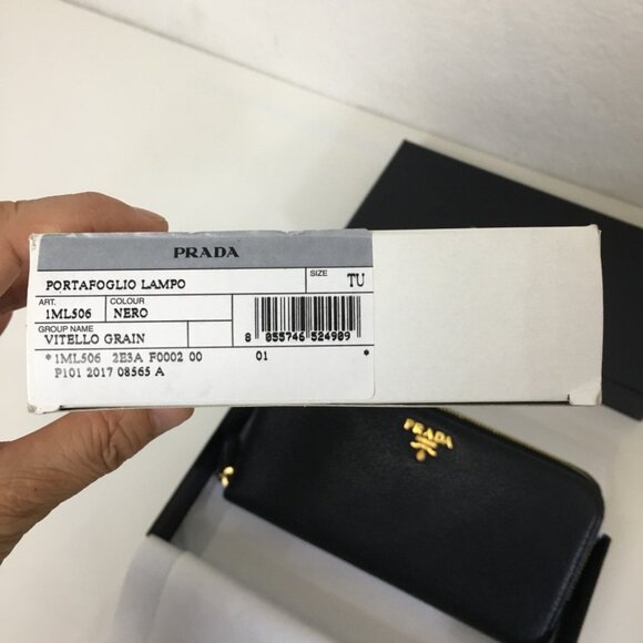 NWB PRADA Zip Around Long Wallet Portafoglio Lampo Nero/Black Leather Authentic - Picture 8 of 16